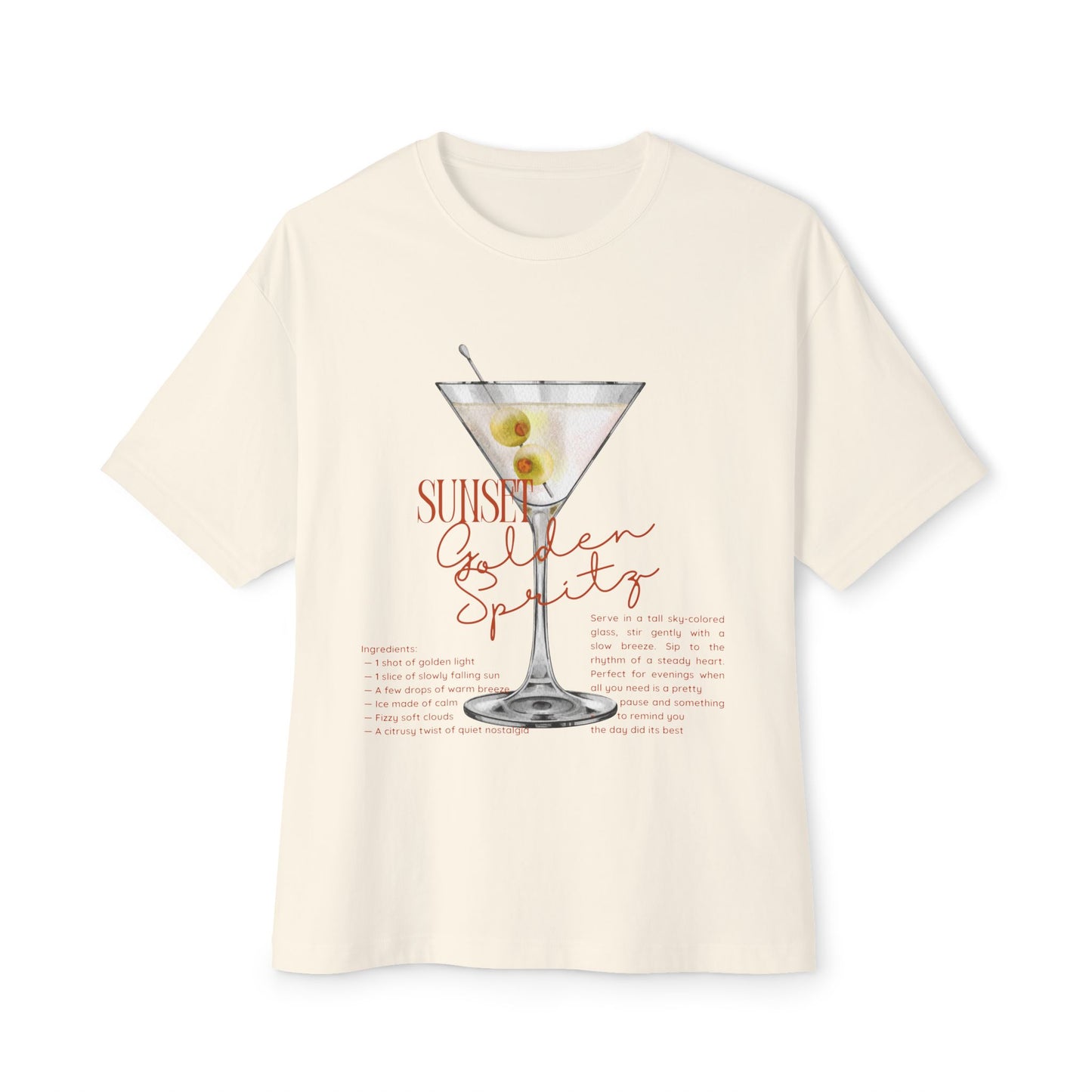 Chic Cocktail Tee for Relaxed Vibes, Unisex Boxy Shirt, Fun Graphic Tee