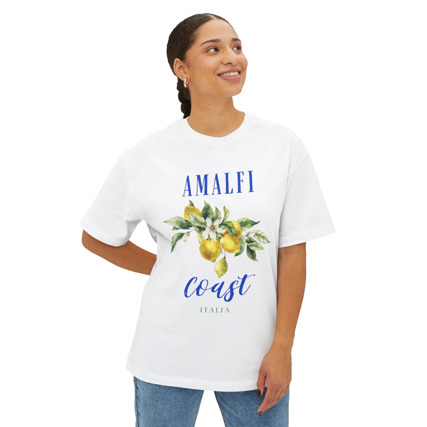 Amalfi Coast Lemon Unisex Oversized Boxy Tee, Comfortable Summer Shirt, Casual Beachwear