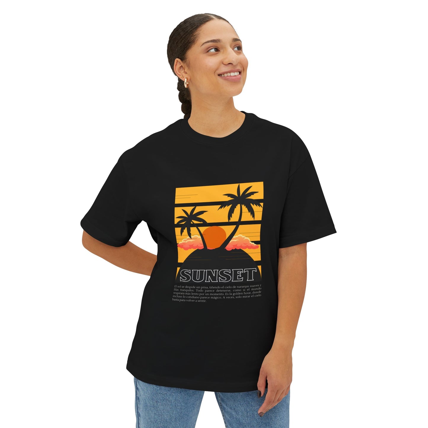 Sunset Vibes Unisex Boxy Tee | Oversized T-Shirt, Summer Style, Beach Outfit