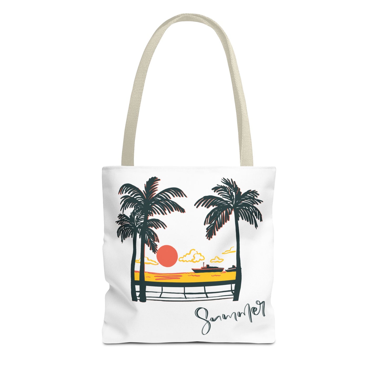 Tote Bag with Summer Vibes, Beach Tote, Palm Tree Design, Stylish Summer Accessory