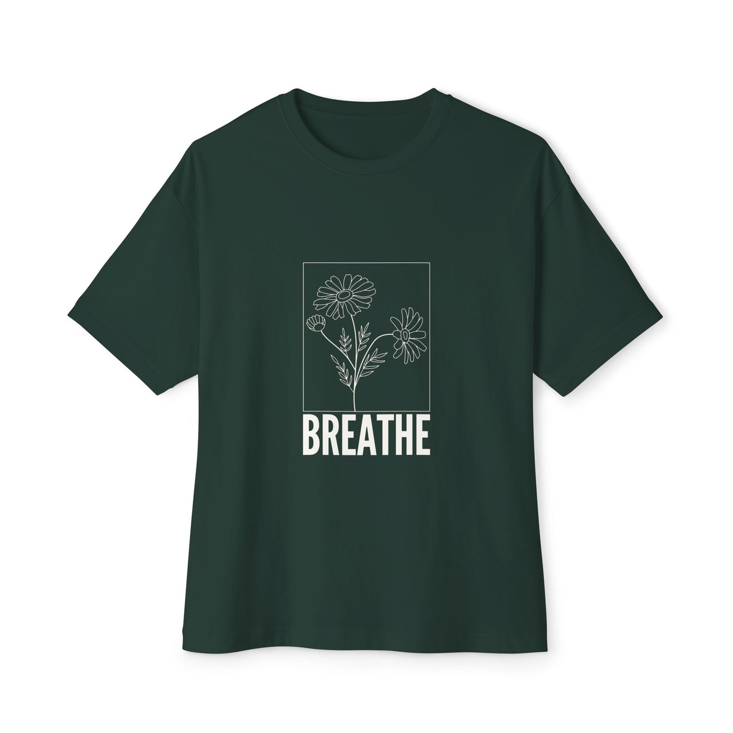 Relaxed Fit T-Shirt with 'Breathe' Design for Mindfulness - Unisex Oversized Boxy Tee