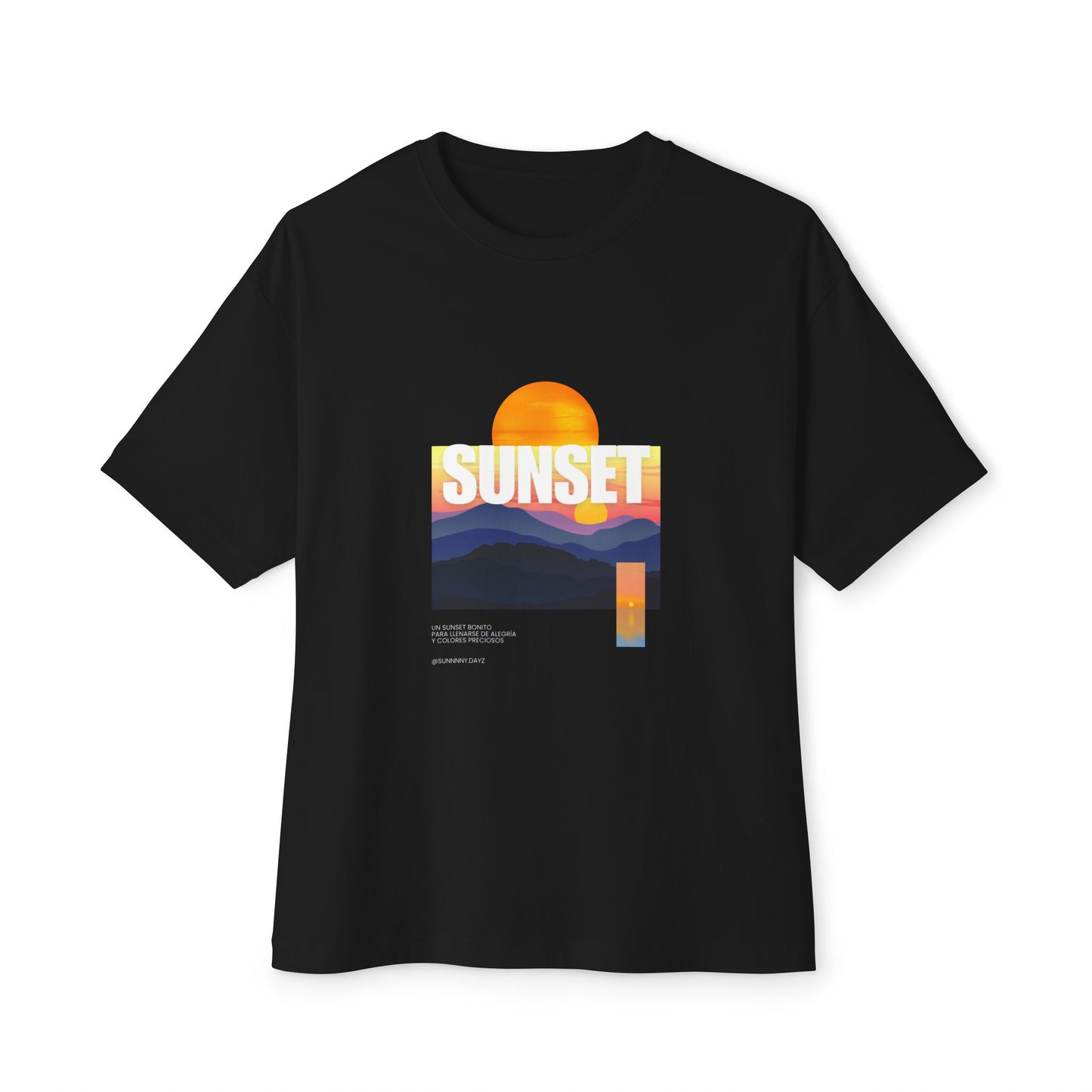 Sunset Vibes Unisex Oversized Boxy Tee | Chill Beachwear T-Shirt, Graphic Tee