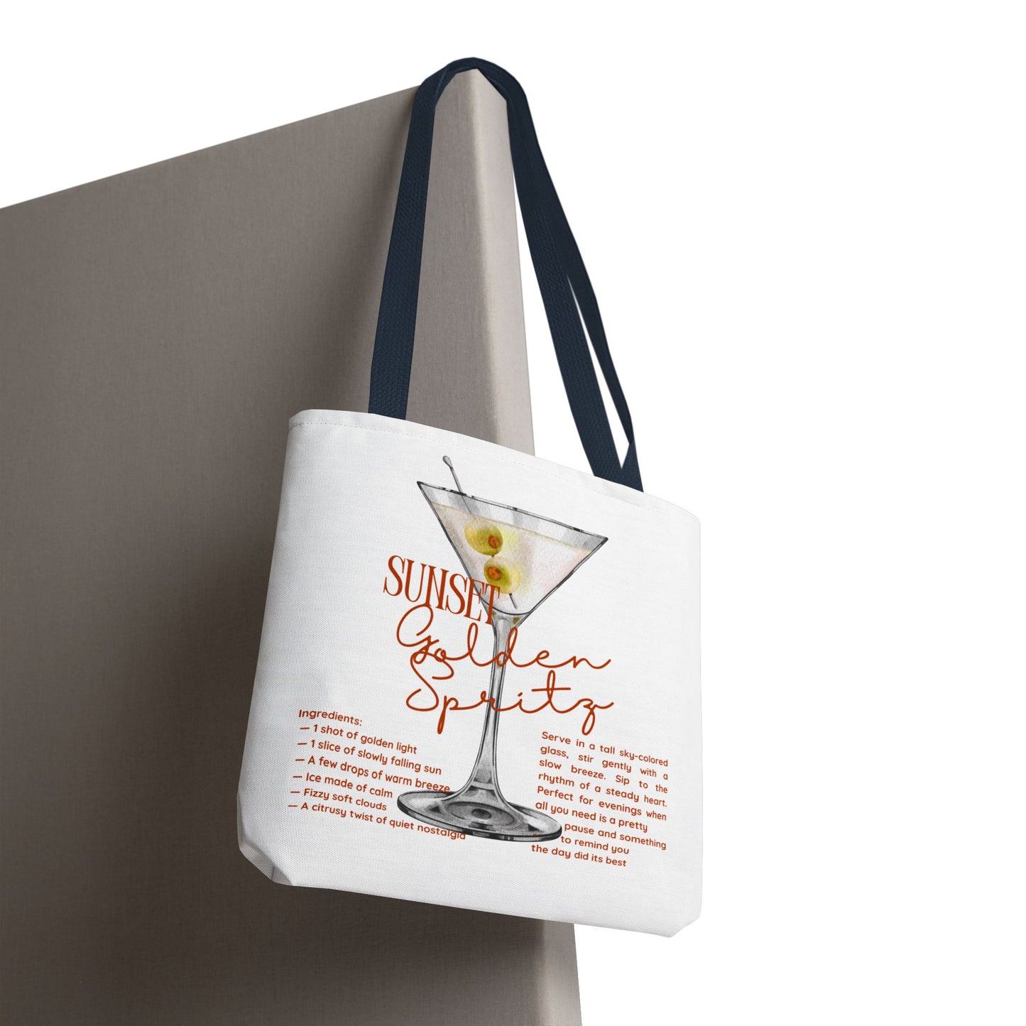 Sunset Golden Spirits Tote Bag, Cocktail Lover Gift, Canvas Bag for Beach, Party, or Everyday Use, Fun Summer Accessory, Travel Tote