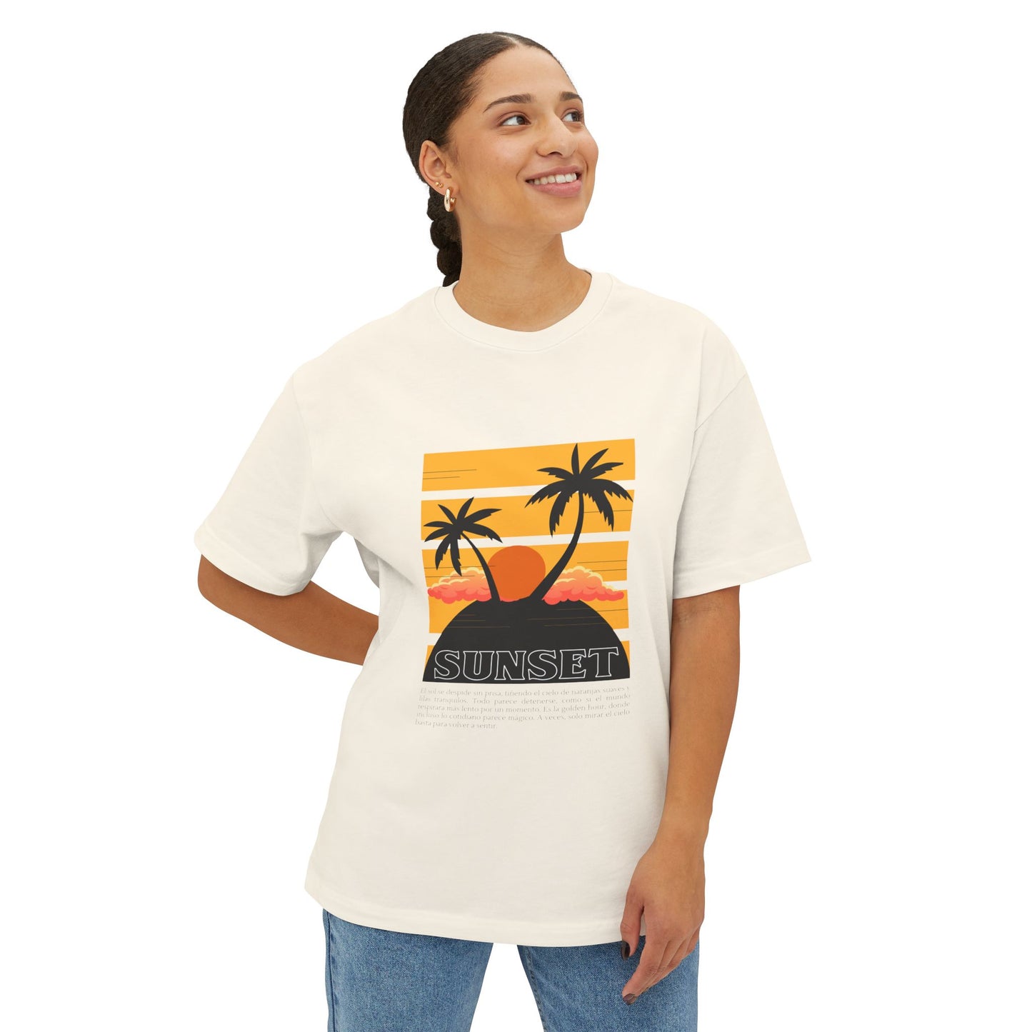 Sunset Vibes Unisex Boxy Tee | Oversized T-Shirt, Summer Style, Beach Outfit