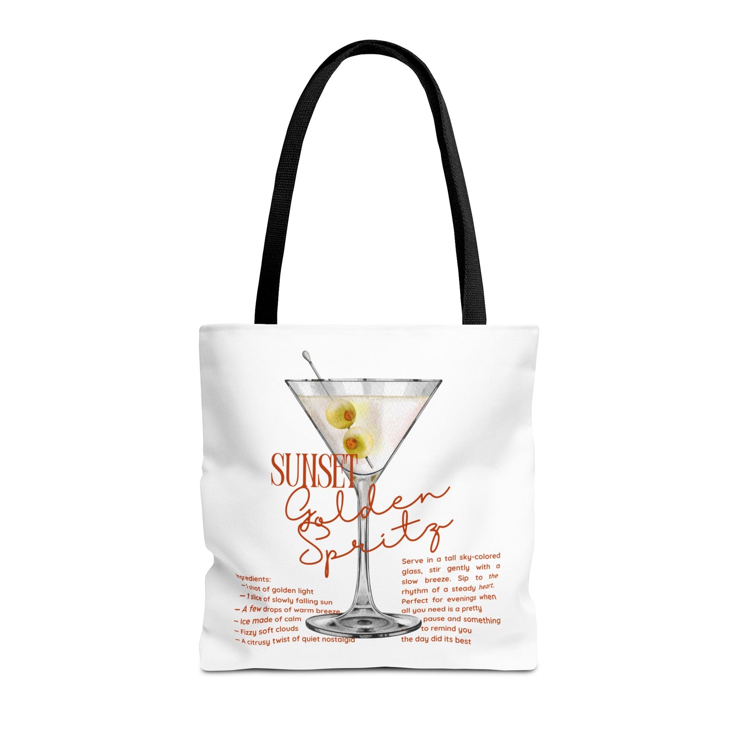 Sunset Golden Spirits Tote Bag, Cocktail Lover Gift, Canvas Bag for Beach, Party, or Everyday Use, Fun Summer Accessory, Travel Tote