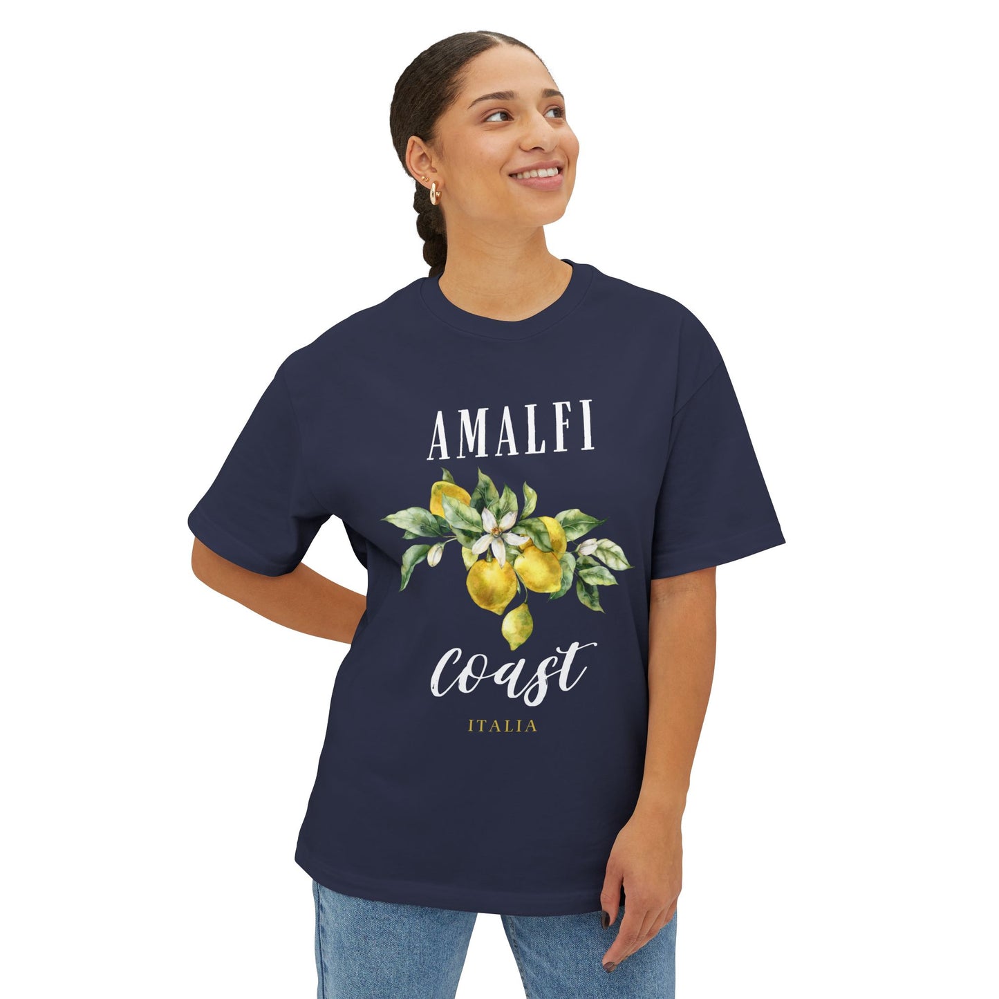 Amalfi Coast Lemon Unisex Oversized Boxy Tee, Comfortable Summer Shirt, Casual Beachwear