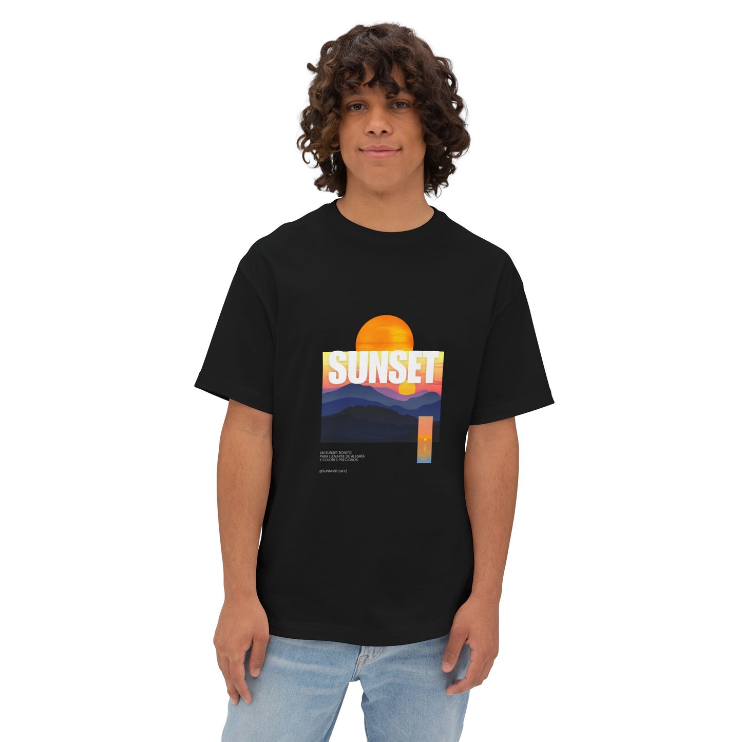 Sunset Vibes Unisex Oversized Boxy Tee | Chill Beachwear T-Shirt, Graphic Tee