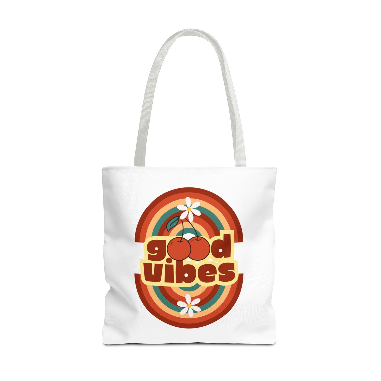 Retro Good Vibes Tote Bag, Stylish Eco-Friendly Tote Beach Bag