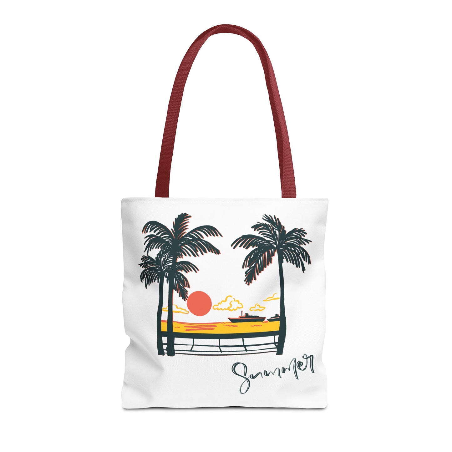 Tote Bag with Summer Vibes, Beach Tote, Palm Tree Design, Stylish Summer Accessory