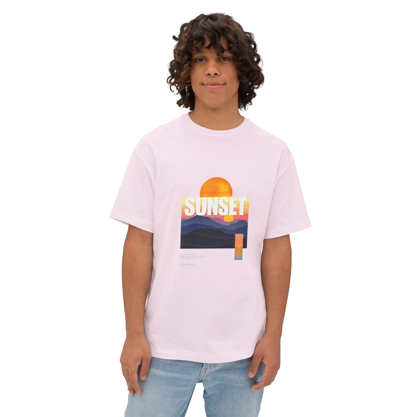 Sunset Vibes Unisex Oversized Boxy Tee | Chill Beachwear T-Shirt, Graphic Tee