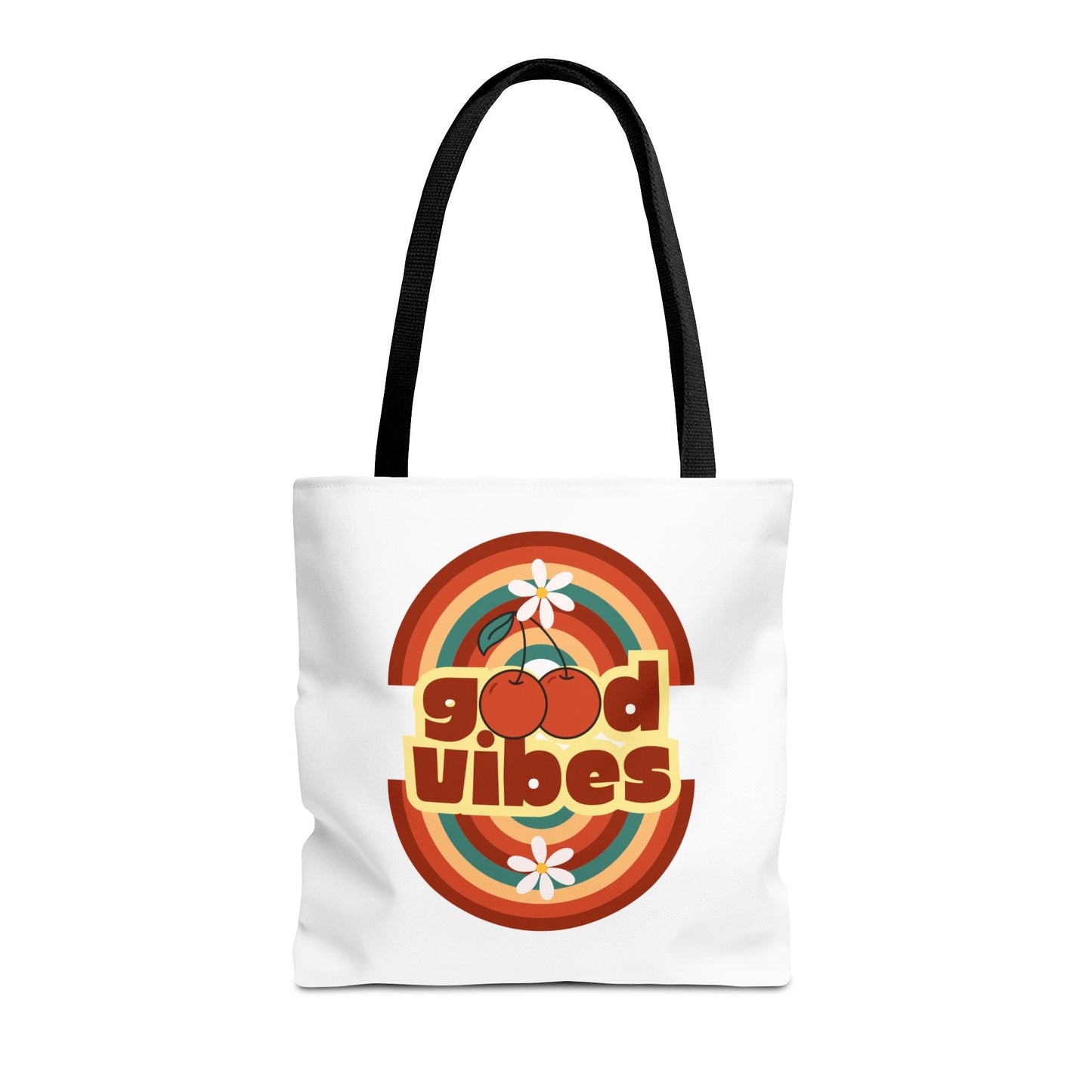 Retro Good Vibes Tote Bag, Stylish Eco-Friendly Tote Beach Bag