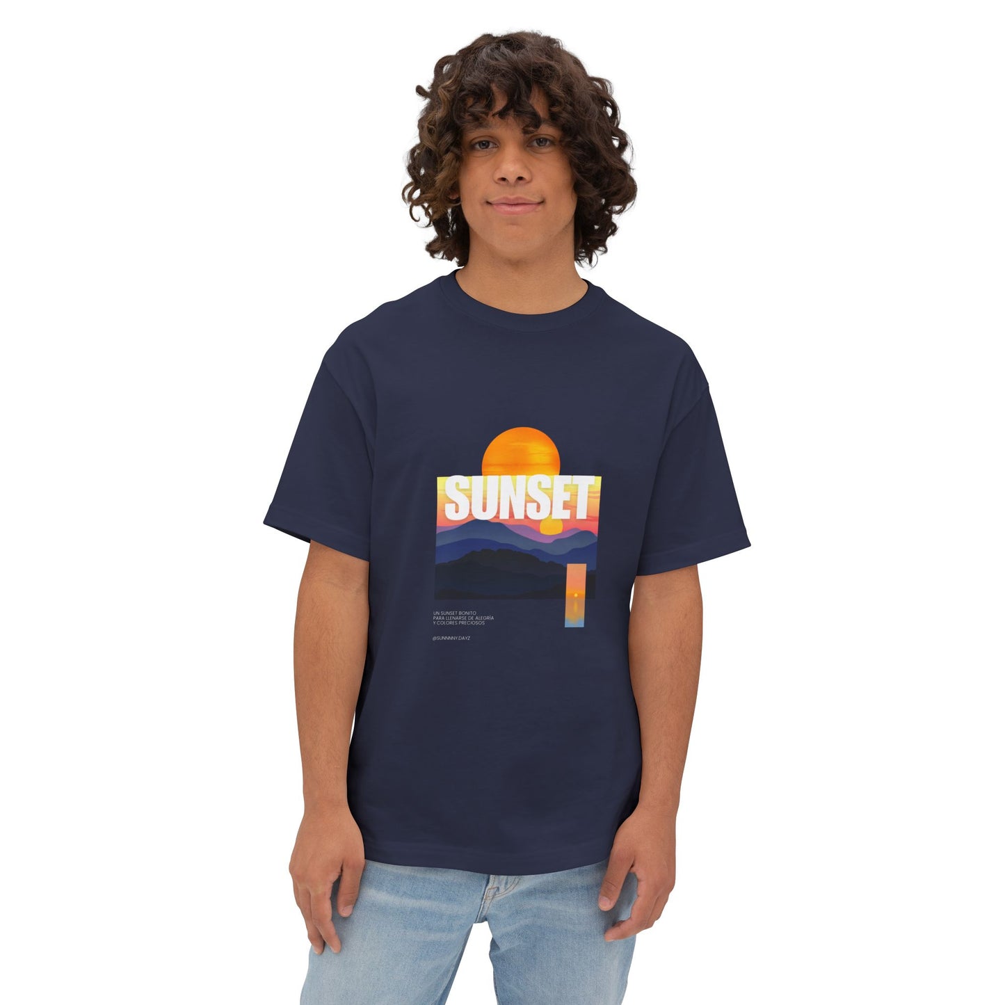 Sunset Vibes Unisex Oversized Boxy Tee | Chill Beachwear T-Shirt, Graphic Tee