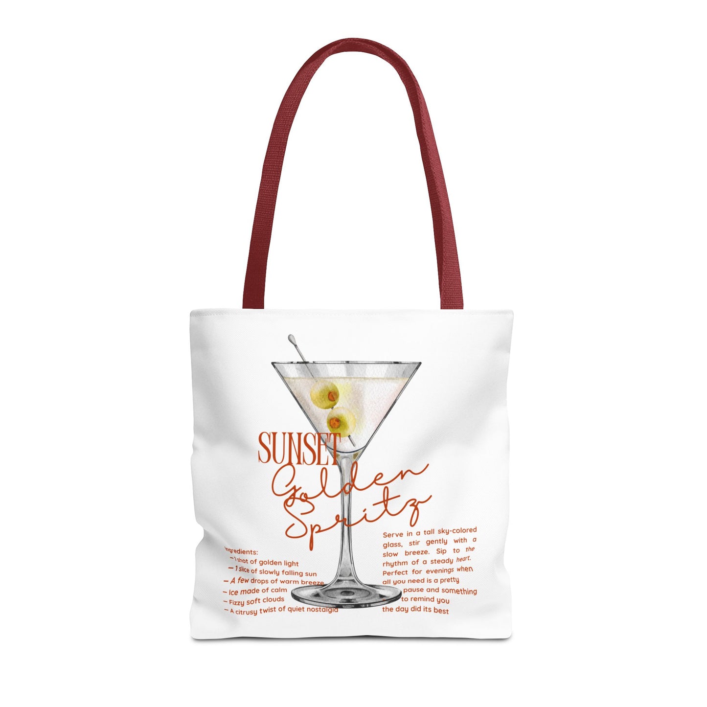 Sunset Golden Spirits Tote Bag, Cocktail Lover Gift, Canvas Bag for Beach, Party, or Everyday Use, Fun Summer Accessory, Travel Tote