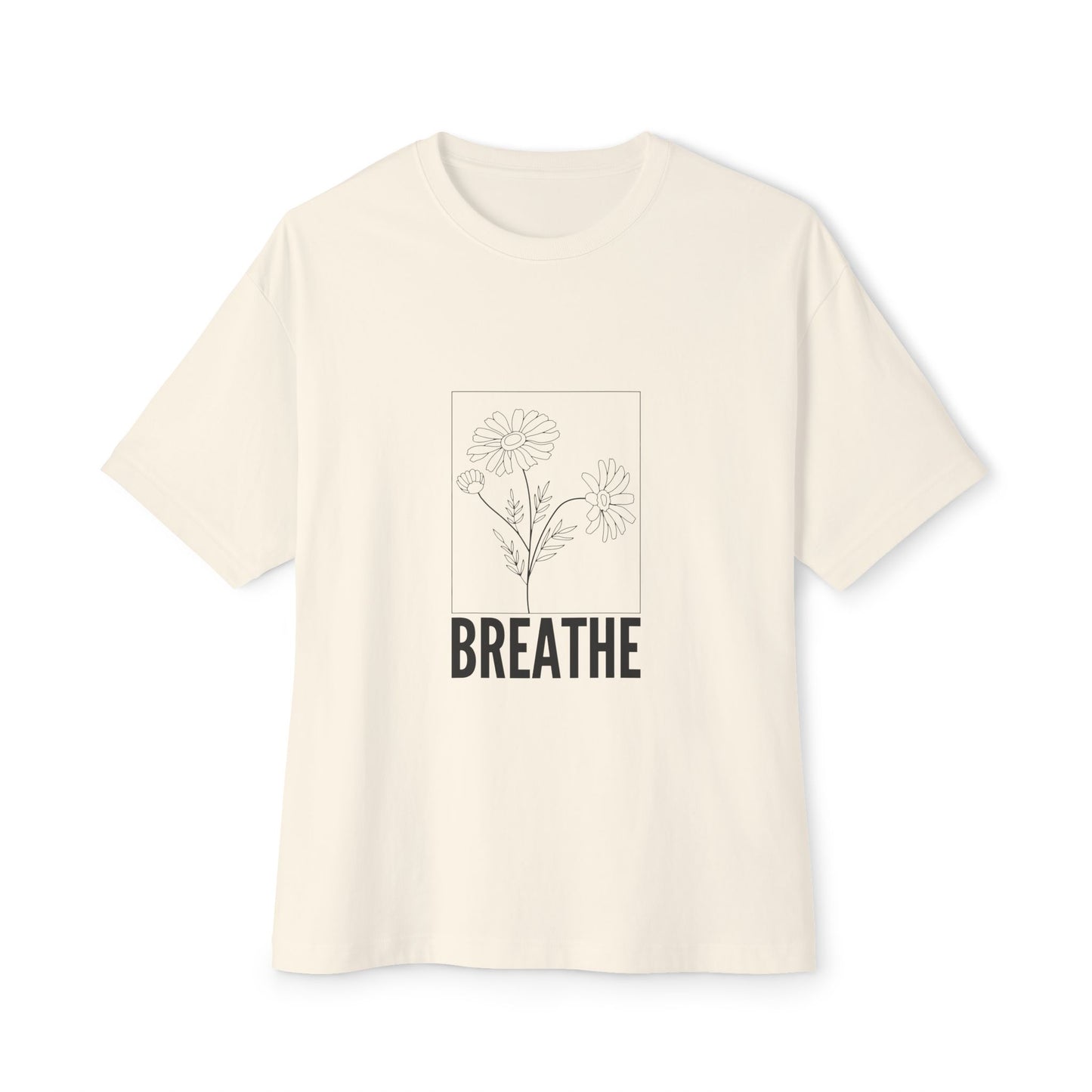 Relaxed Fit T-Shirt with 'Breathe' Design for Mindfulness - Unisex Oversized Boxy Tee