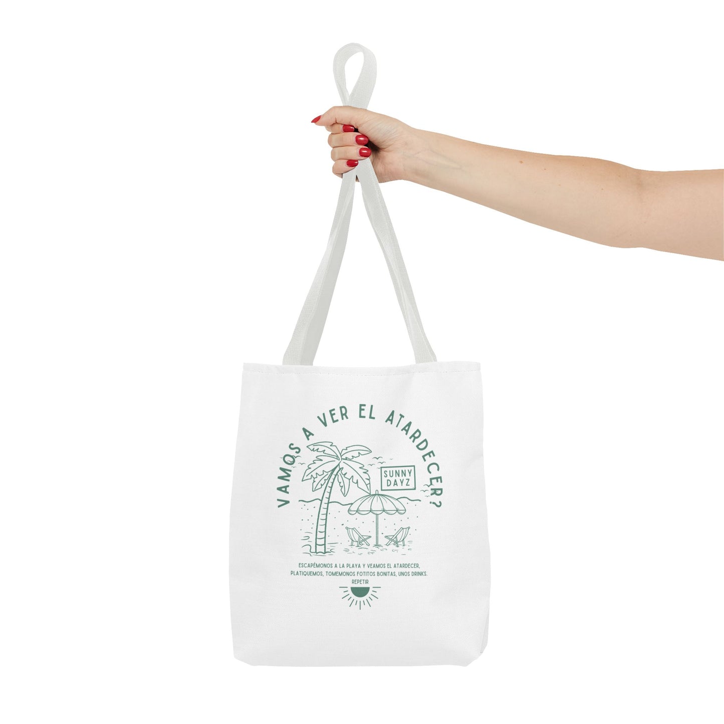 Tote Bag - "Vamos a ver el atardecer?" Tropical Vibes, Beach Essentials, Eco-Friendly, Travel Tote bag