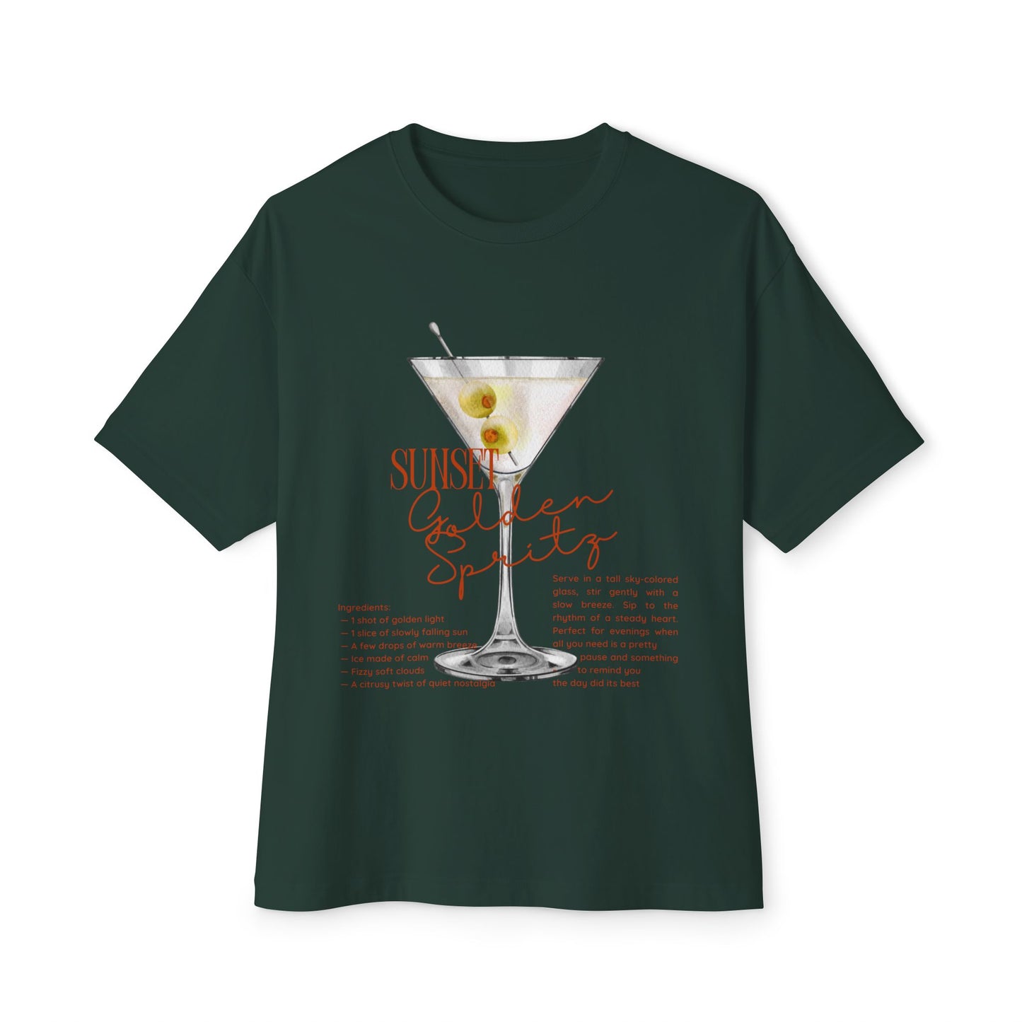 Chic Cocktail Tee for Relaxed Vibes, Unisex Boxy Shirt, Fun Graphic Tee