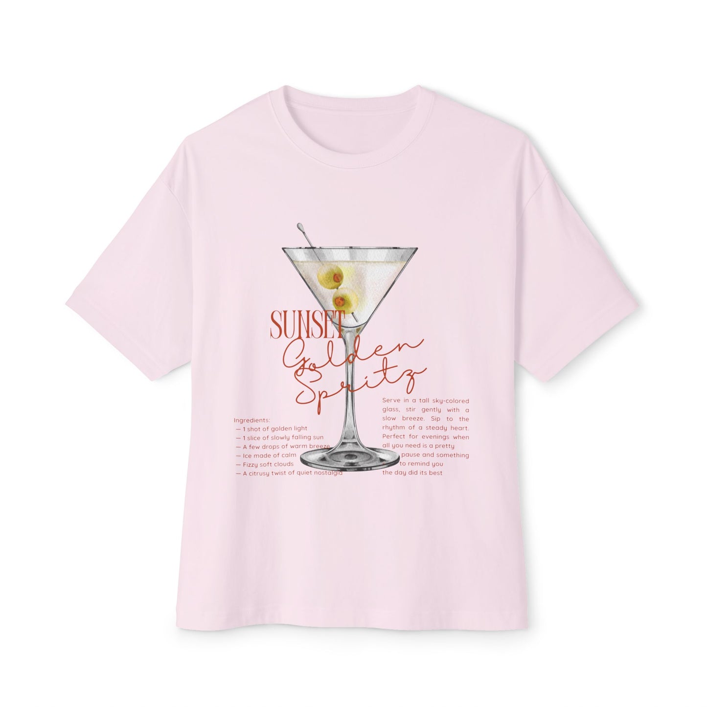Chic Cocktail Tee for Relaxed Vibes, Unisex Boxy Shirt, Fun Graphic Tee