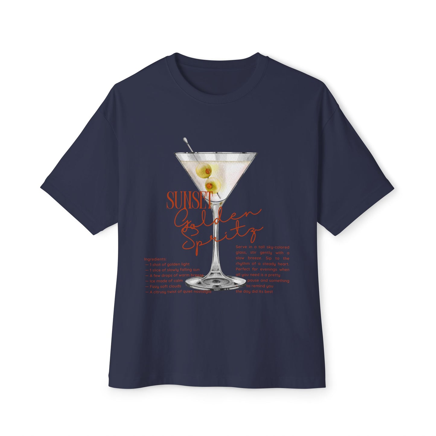 Chic Cocktail Tee for Relaxed Vibes, Unisex Boxy Shirt, Fun Graphic Tee