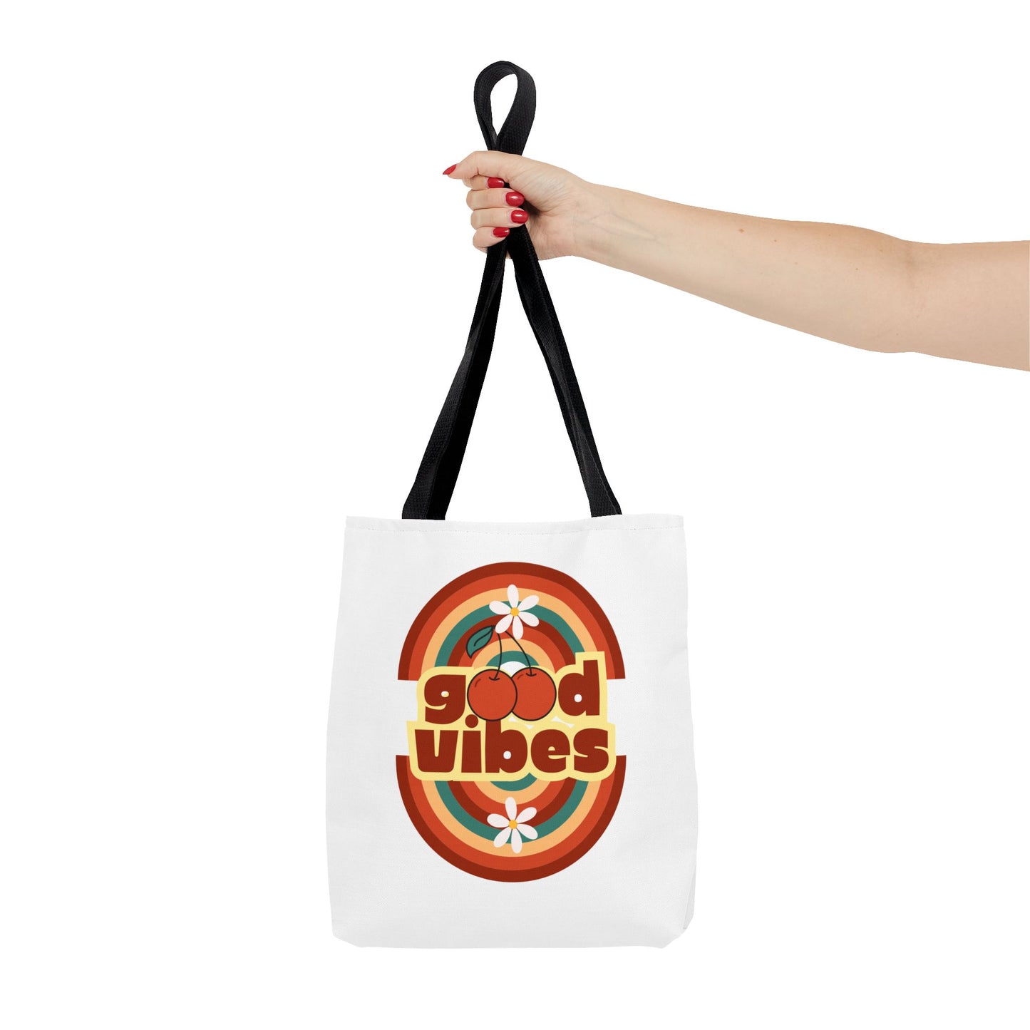 Retro Good Vibes Tote Bag, Stylish Eco-Friendly Tote Beach Bag