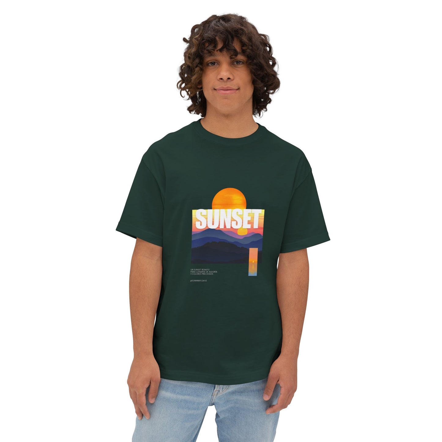 Sunset Vibes Unisex Oversized Boxy Tee | Chill Beachwear T-Shirt, Graphic Tee
