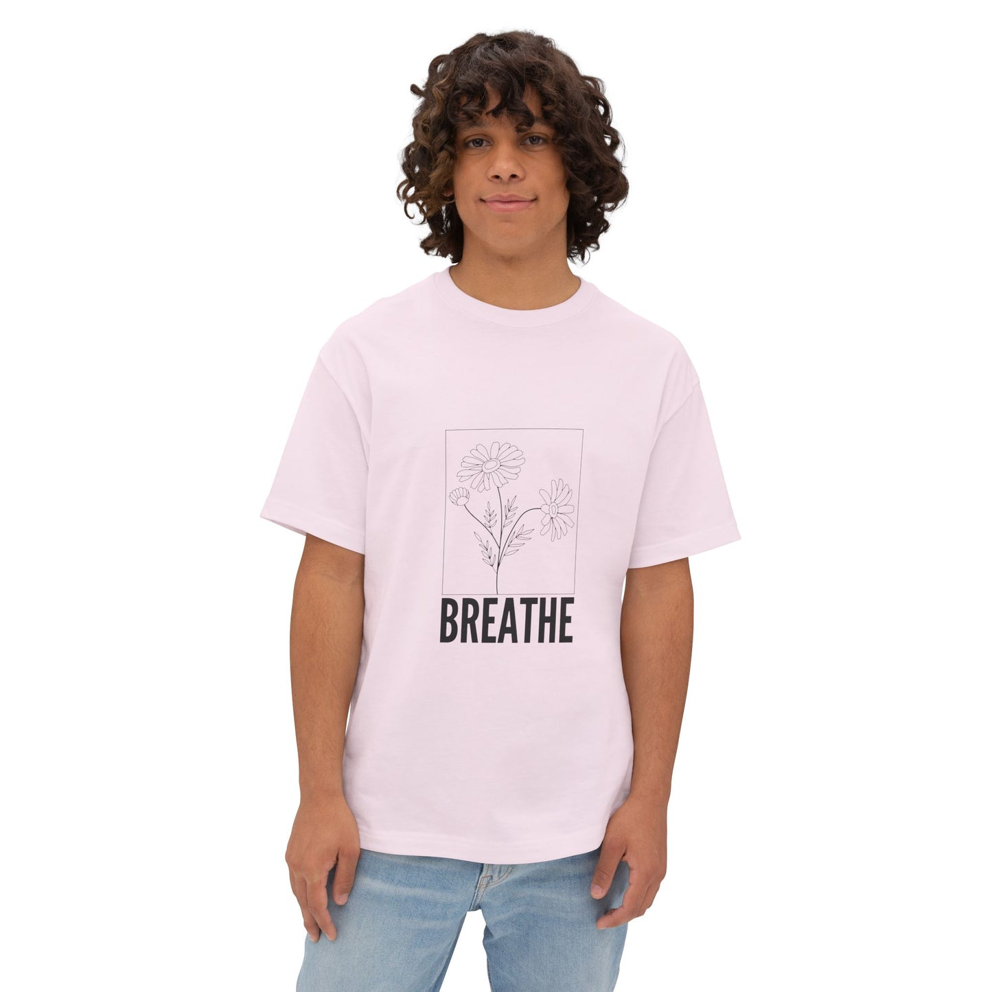 Relaxed Fit T-Shirt with 'Breathe' Design for Mindfulness - Unisex Oversized Boxy Tee