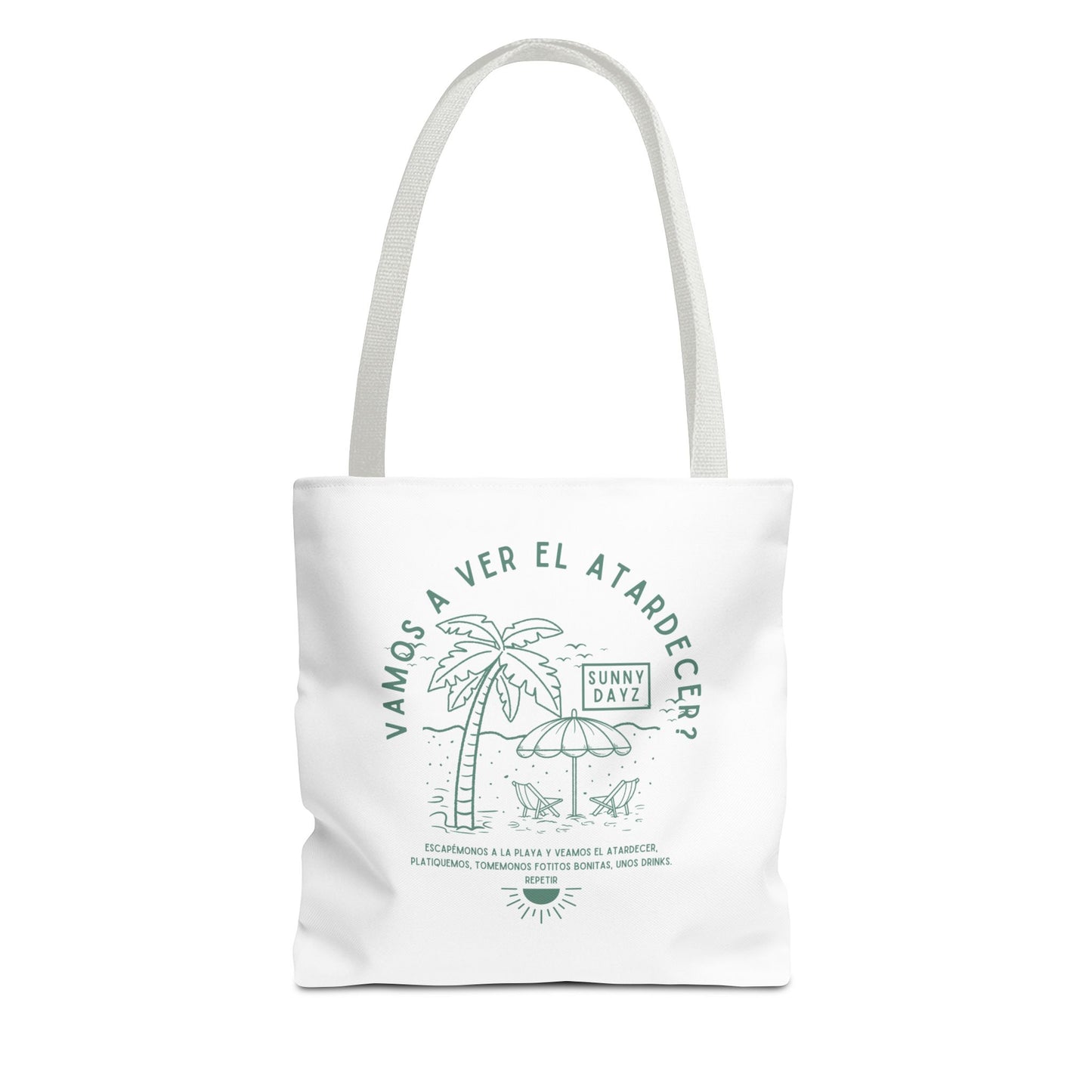 Tote Bag - "Vamos a ver el atardecer?" Tropical Vibes, Beach Essentials, Eco-Friendly, Travel Tote bag