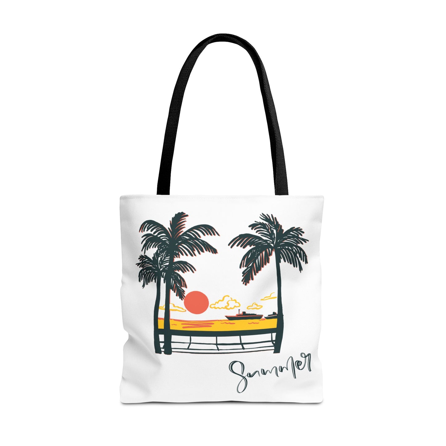 Tote Bag with Summer Vibes, Beach Tote, Palm Tree Design, Stylish Summer Accessory