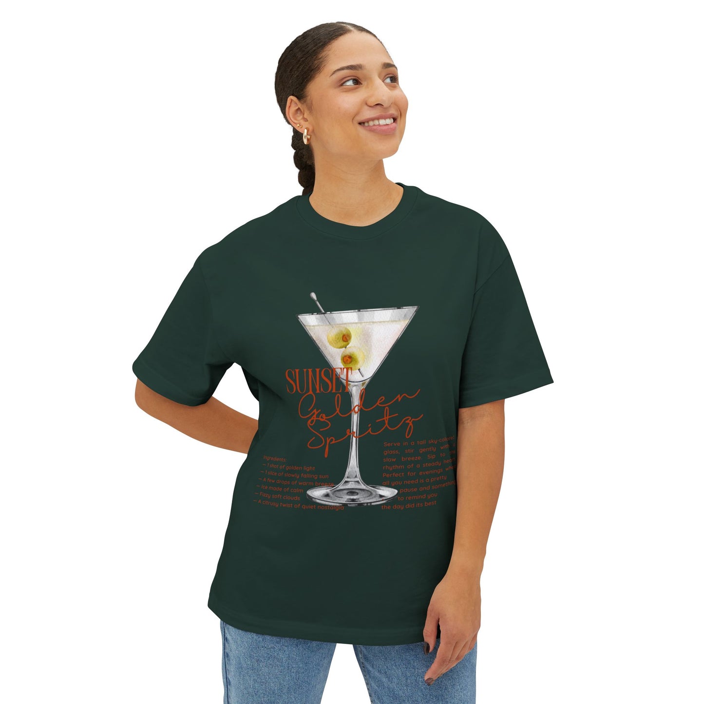 Chic Cocktail Tee for Relaxed Vibes, Unisex Boxy Shirt, Fun Graphic Tee