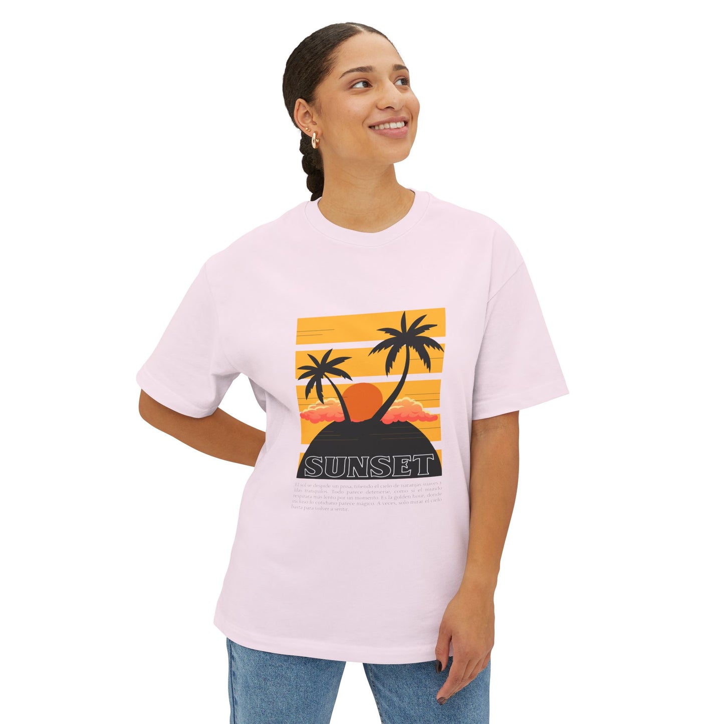 Sunset Vibes Unisex Boxy Tee | Oversized T-Shirt, Summer Style, Beach Outfit