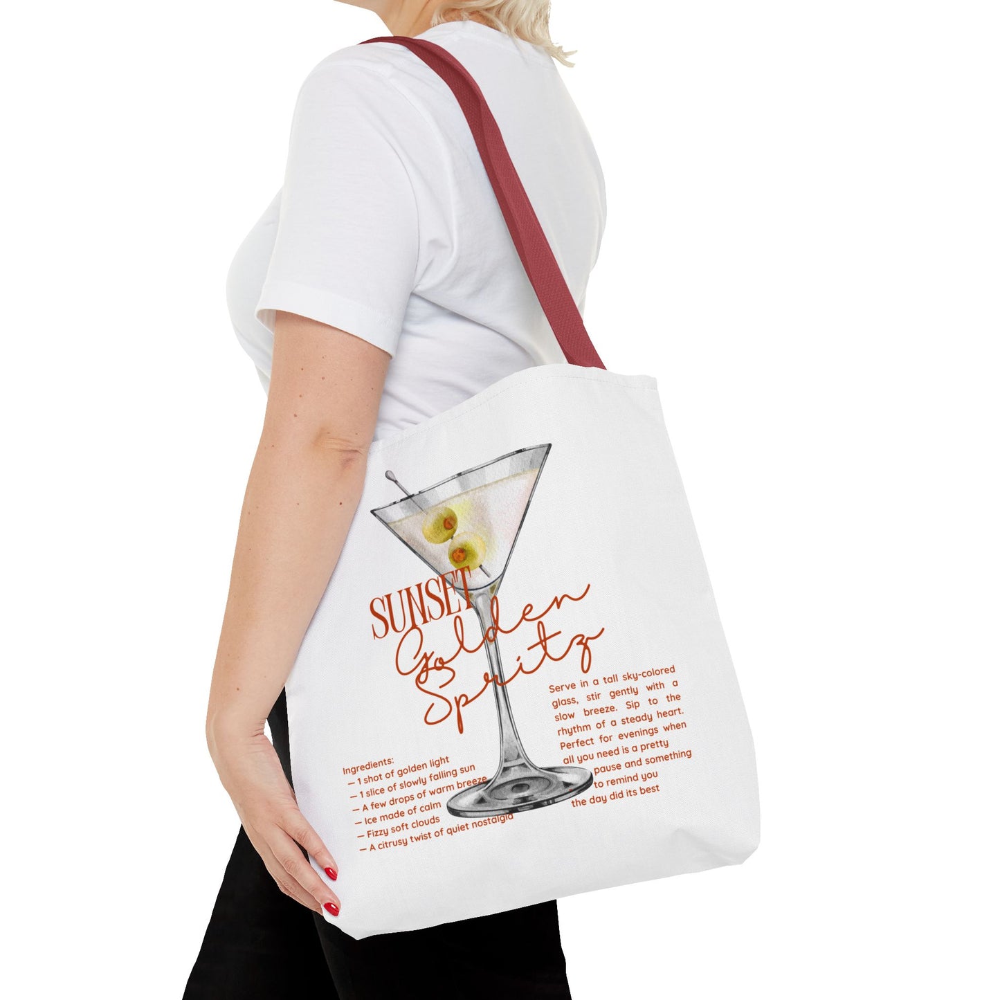 Sunset Golden Spirits Tote Bag, Cocktail Lover Gift, Canvas Bag for Beach, Party, or Everyday Use, Fun Summer Accessory, Travel Tote