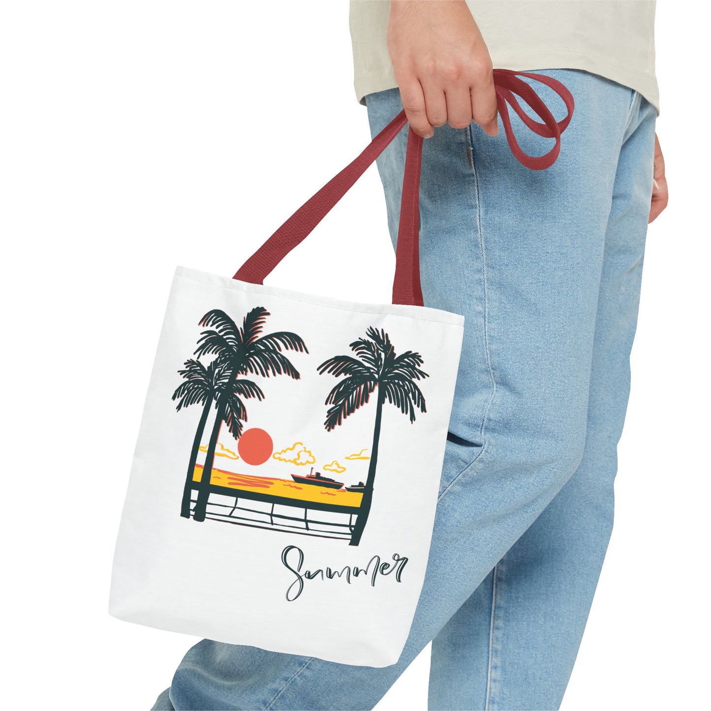 Tote Bag with Summer Vibes, Beach Tote, Palm Tree Design, Stylish Summer Accessory