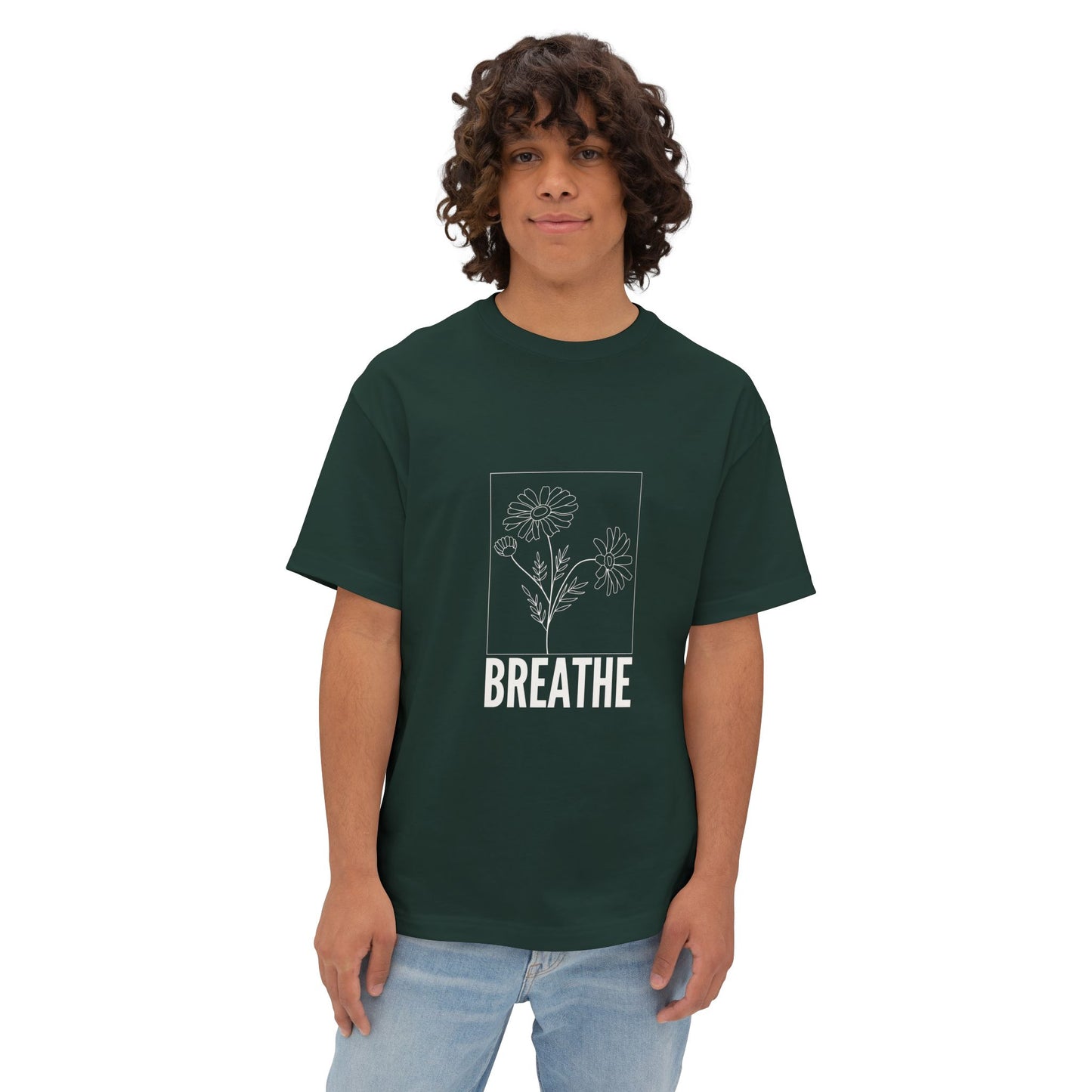 Relaxed Fit T-Shirt with 'Breathe' Design for Mindfulness - Unisex Oversized Boxy Tee