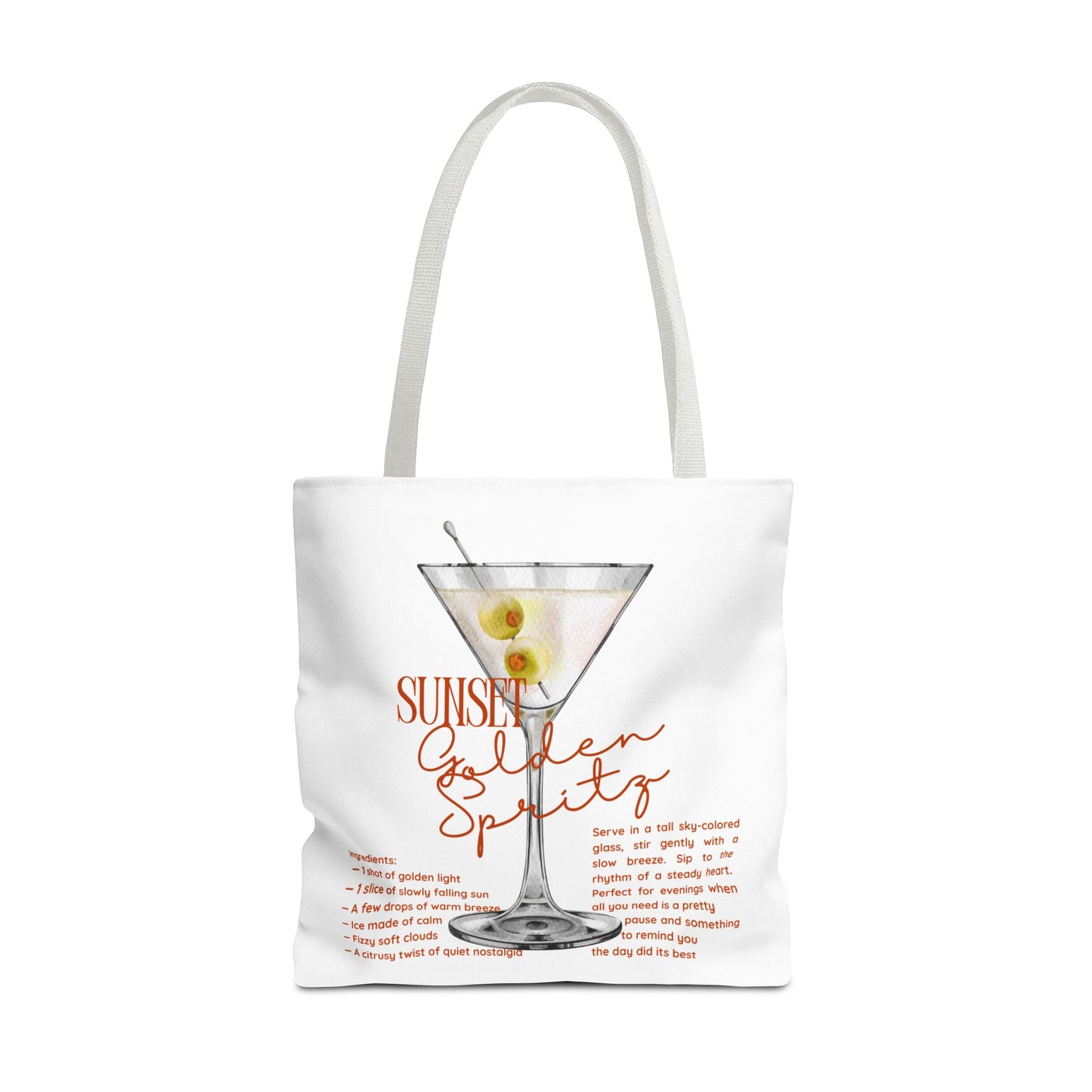 Sunset Golden Spirits Tote Bag, Cocktail Lover Gift, Canvas Bag for Beach, Party, or Everyday Use, Fun Summer Accessory, Travel Tote