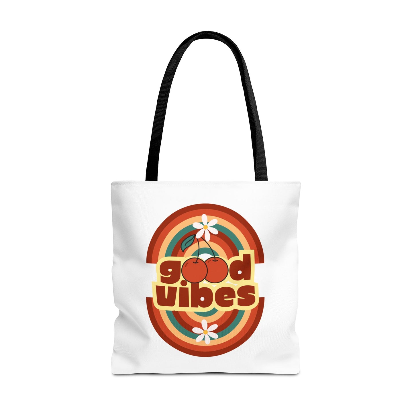 Retro Good Vibes Tote Bag, Stylish Eco-Friendly Tote Beach Bag