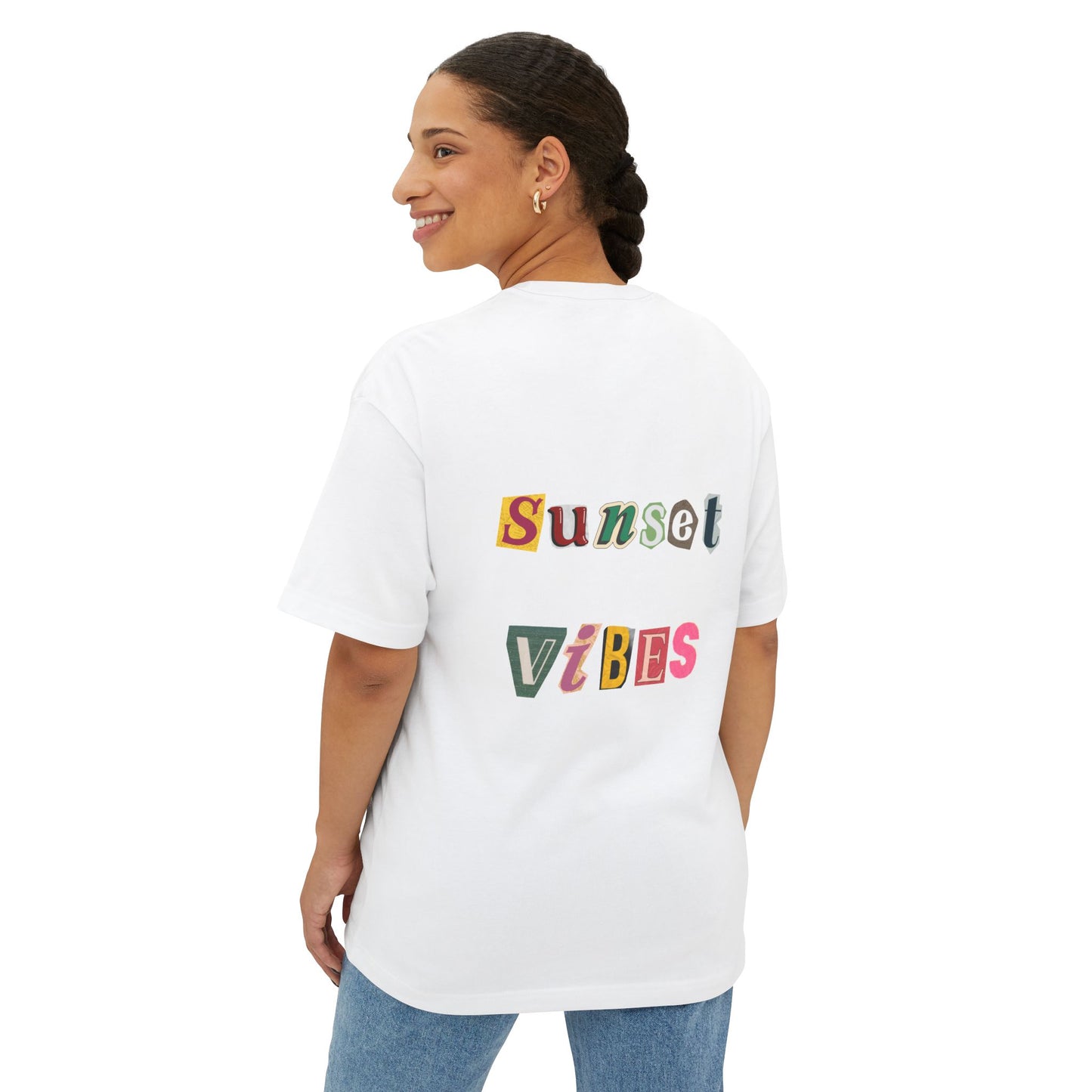 Sunset Vibes Oversized Tee, Relaxed Unisex T-Shirt, Summer Beachwear