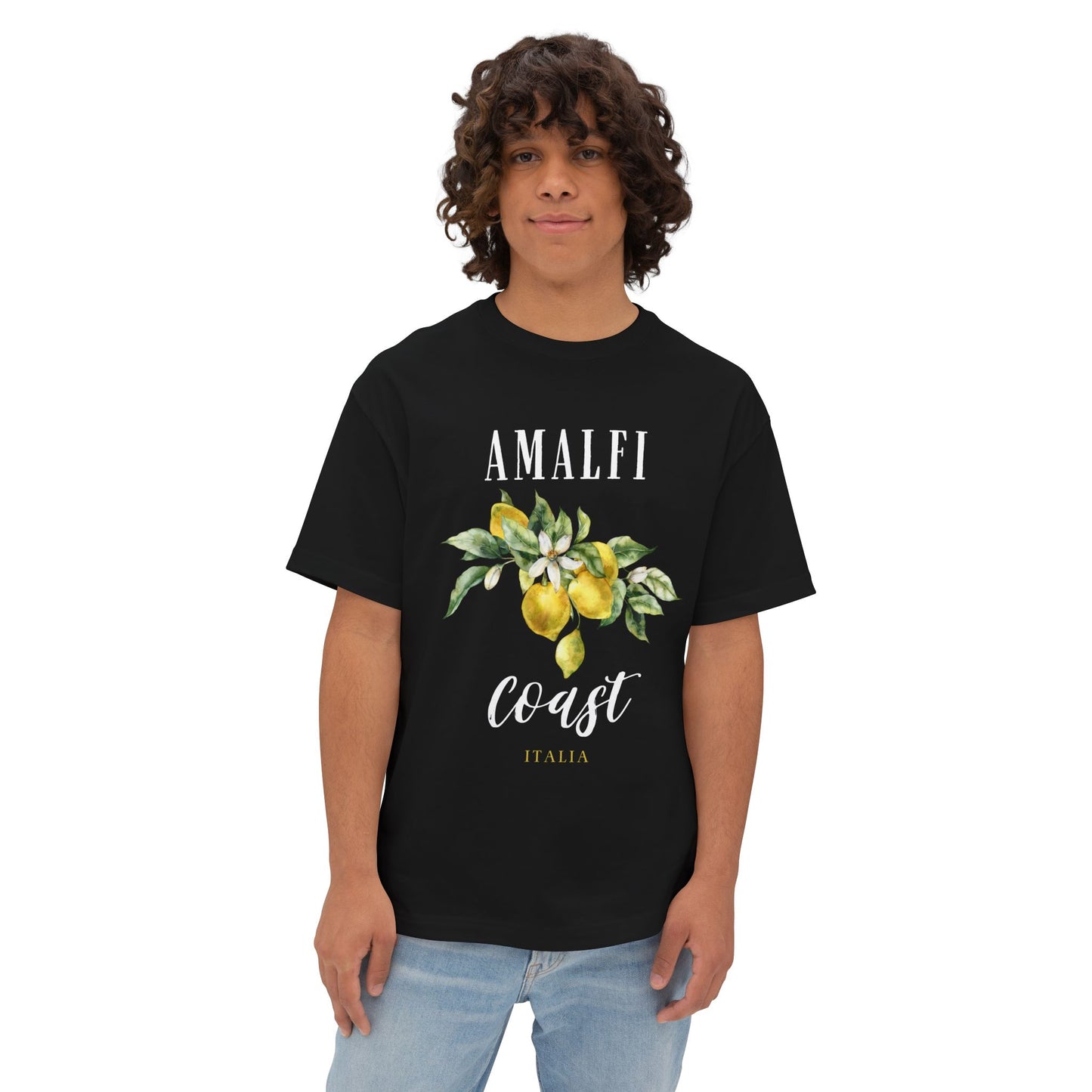 Amalfi Coast Lemon Unisex Oversized Boxy Tee, Comfortable Summer Shirt, Casual Beachwear