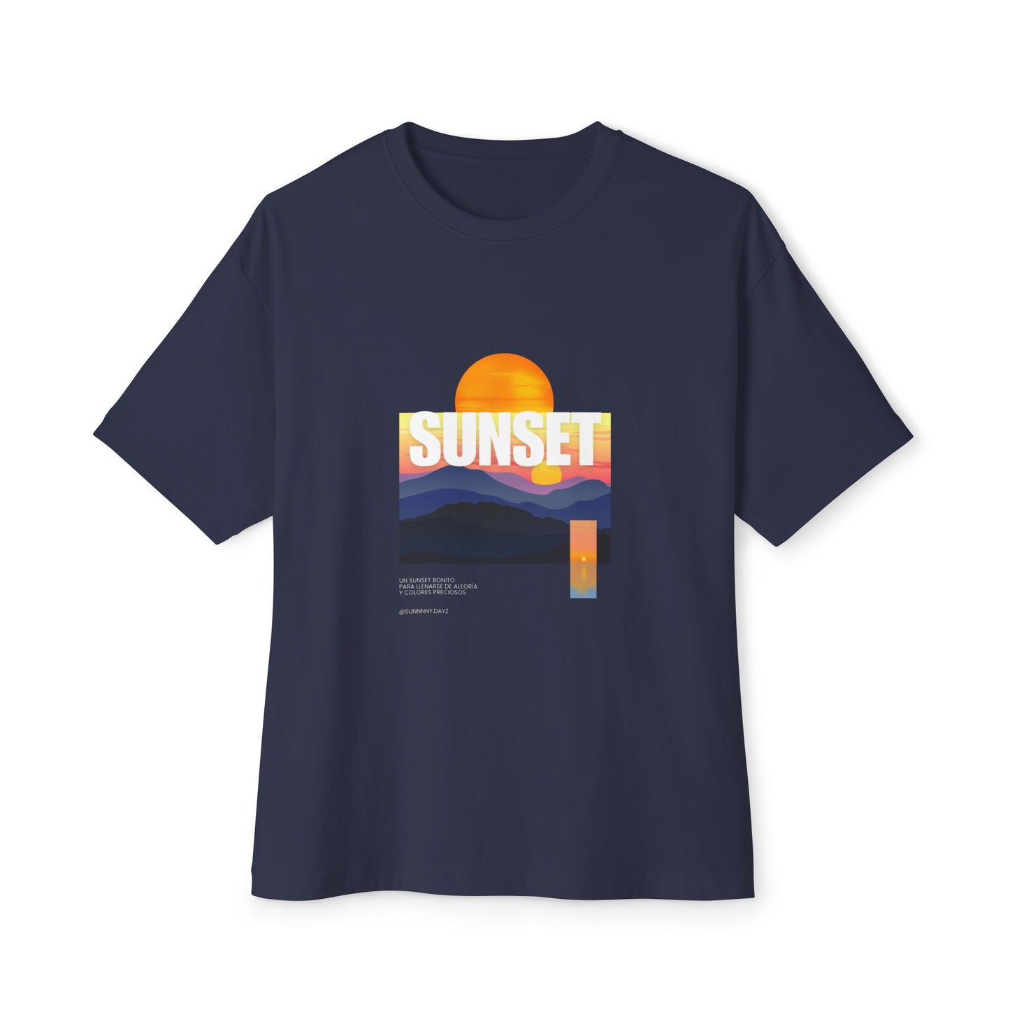 Sunset Vibes Unisex Oversized Boxy Tee | Chill Beachwear T-Shirt, Graphic Tee