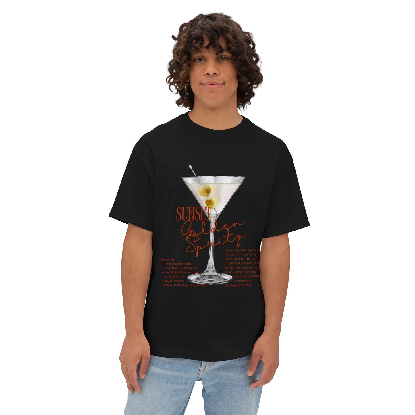 Chic Cocktail Tee for Relaxed Vibes, Unisex Boxy Shirt, Fun Graphic Tee