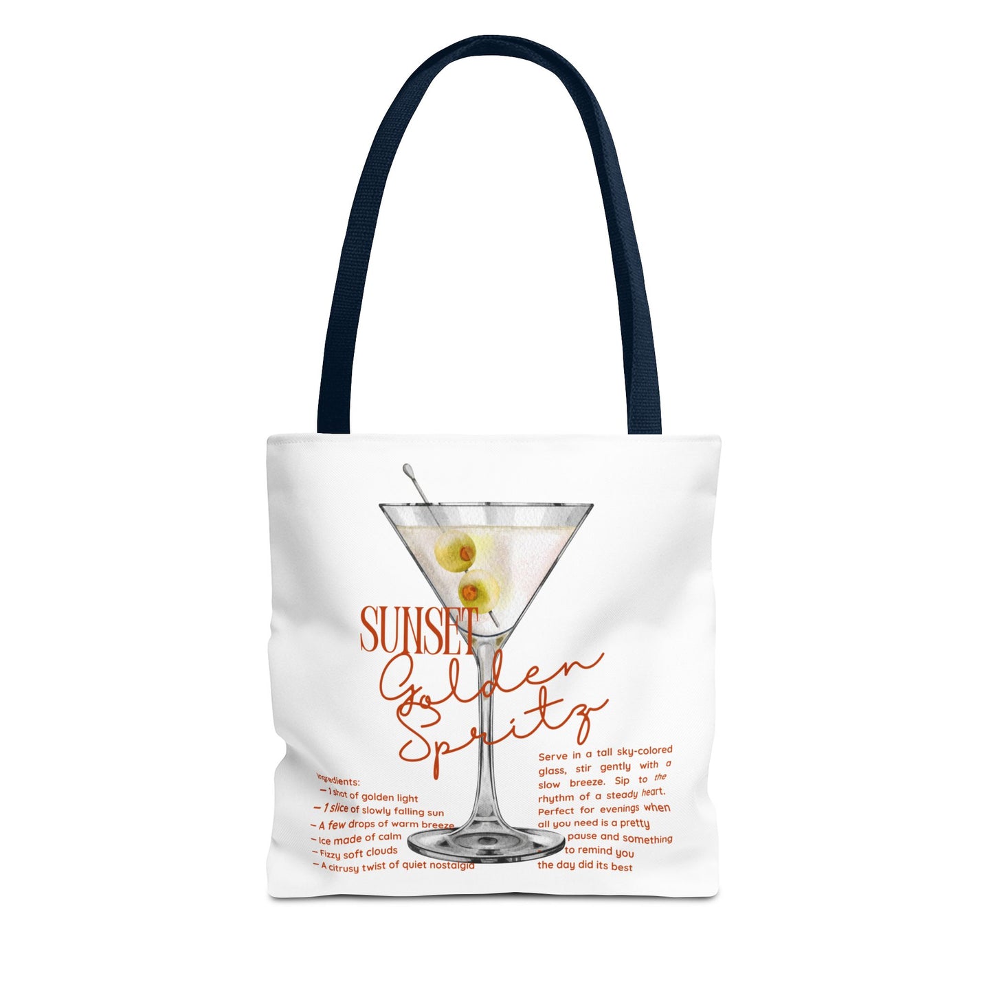 Sunset Golden Spirits Tote Bag, Cocktail Lover Gift, Canvas Bag for Beach, Party, or Everyday Use, Fun Summer Accessory, Travel Tote