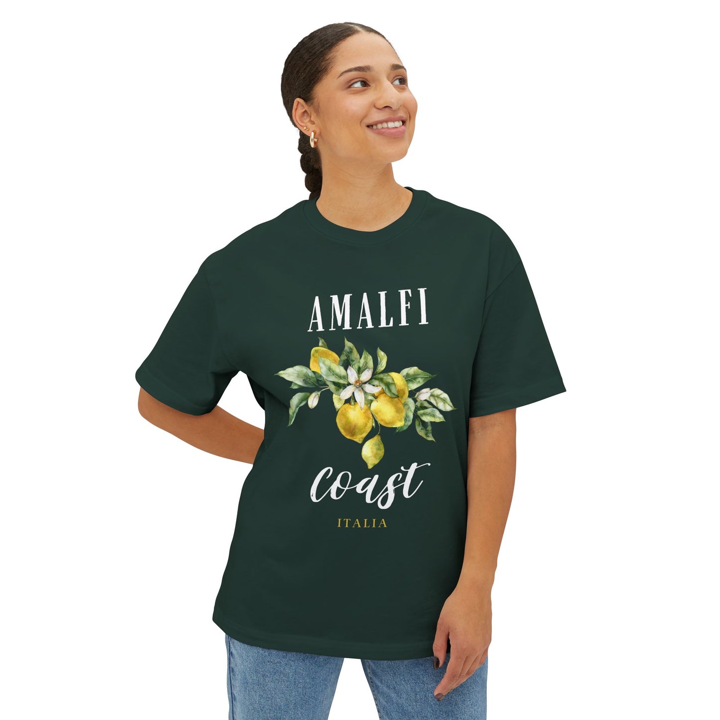 Amalfi Coast Lemon Unisex Oversized Boxy Tee, Comfortable Summer Shirt, Casual Beachwear