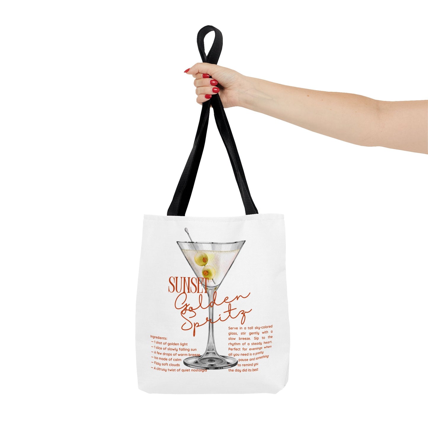 Sunset Golden Spirits Tote Bag, Cocktail Lover Gift, Canvas Bag for Beach, Party, or Everyday Use, Fun Summer Accessory, Travel Tote