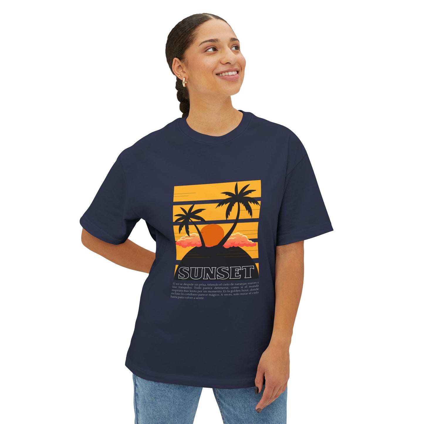 Sunset Vibes Unisex Boxy Tee | Oversized T-Shirt, Summer Style, Beach Outfit
