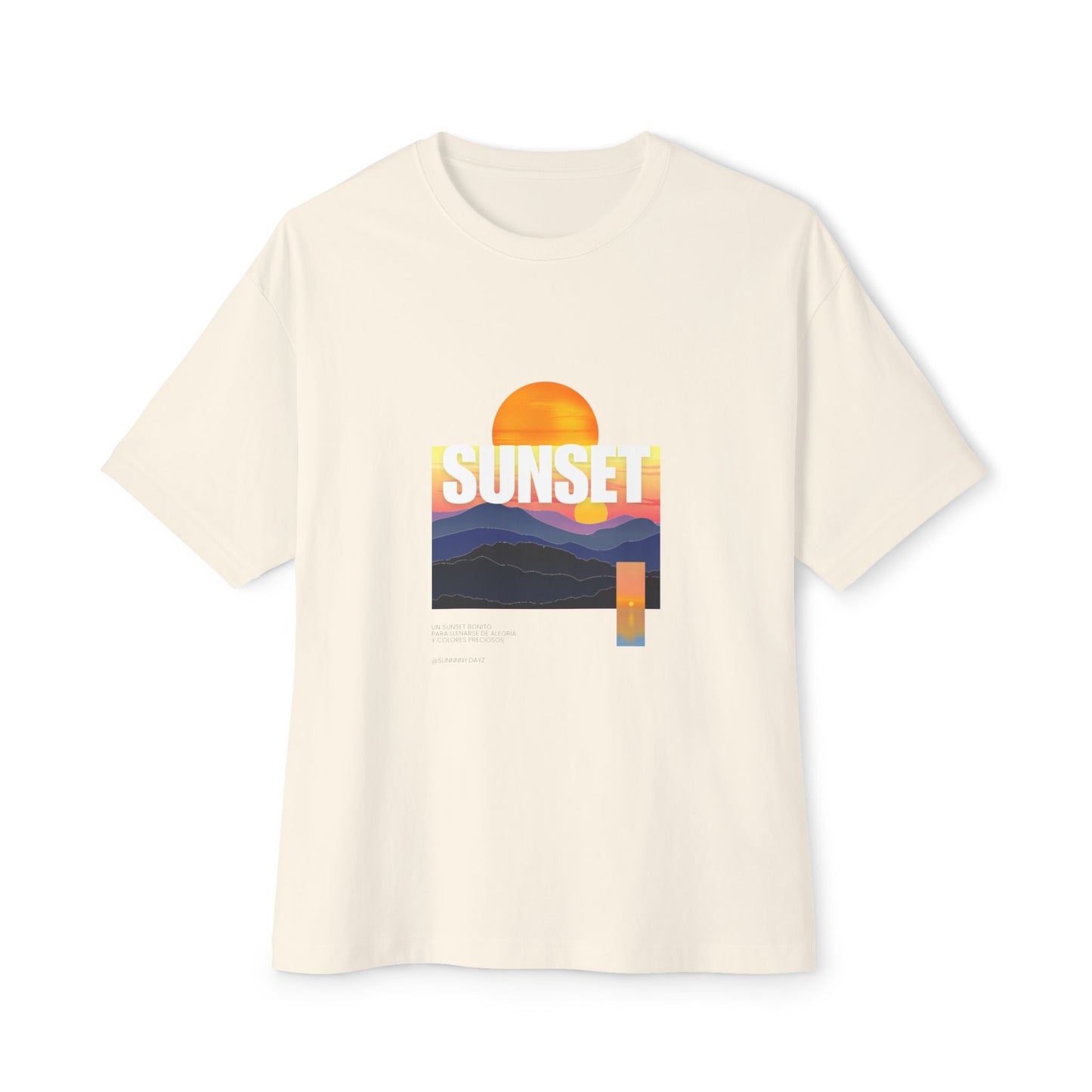 Sunset Vibes Unisex Oversized Boxy Tee | Chill Beachwear T-Shirt, Graphic Tee