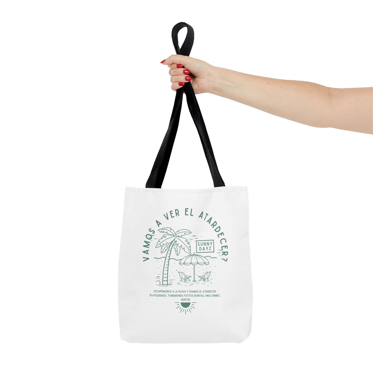 Tote Bag - "Vamos a ver el atardecer?" Tropical Vibes, Beach Essentials, Eco-Friendly, Travel Tote bag