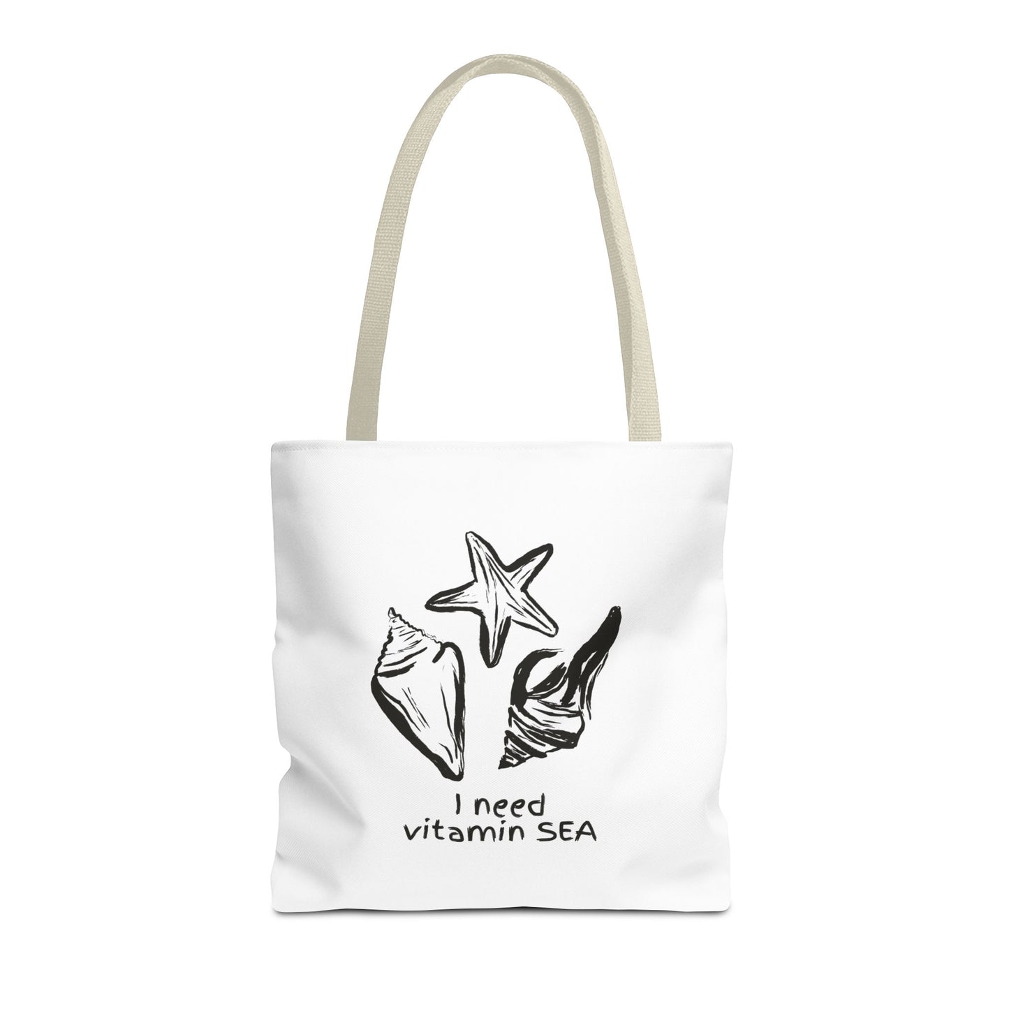 Beachy Tote Bag - I Need Vitamin SEA, Ocean Lover Reusable Shopping Tote, Cute Bag for Travel